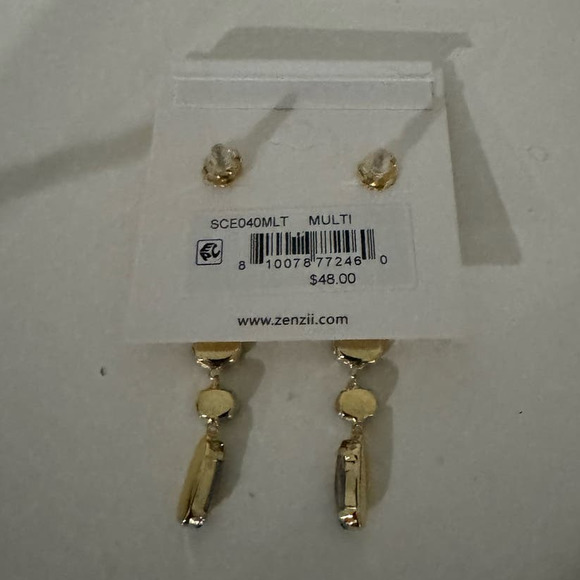 NWT ZENZII $48 Multicolored Stone Duster Earrings - Picture 3 of 3